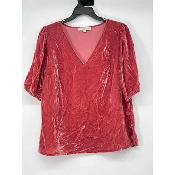 Loft Plus Crushed Velvet Puff Sleeve Top Coastal Classic Size 14 Cottage - Picture 3 of 8